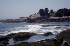 Standing on Bald Rock, looking across the pass to Sally Island